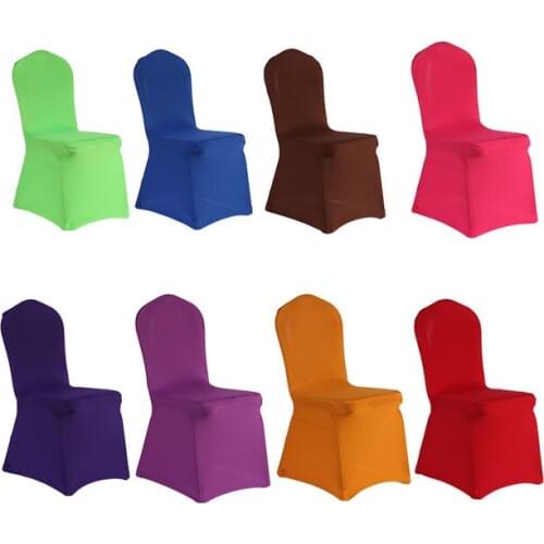 100PCS/Lot Wholesale Multi Color Universal Stretch Chair Cover Spandex Elastic Lycra Hotel Party Wedding Banquet Chair Covers