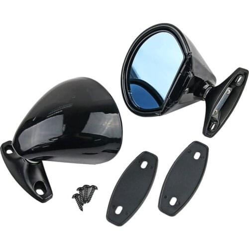 2Pcs Racing Classic Retro Door Wing Side Mirror Hot Rod Universal Fit Vintage Black Mirror Parts
