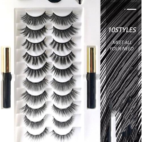 2021 NEW 7/10 Pairs Magnetic Eyelashes Set Waterproof Magnet Eyeliner Long Lasting Natural Magnetic Lashes False Makeup