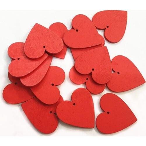 50 PCS wood red love patch love painted wood pieces hanging accessories DIY manual accessories