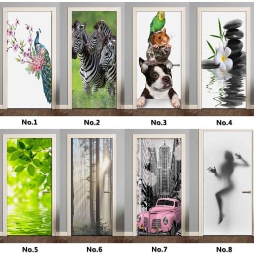 3D Door Sticker Art Adhesive Waterproof Wallpaper for Doors Living Room Bedroom Poster DIY Mural Decals Home Decor deursticker