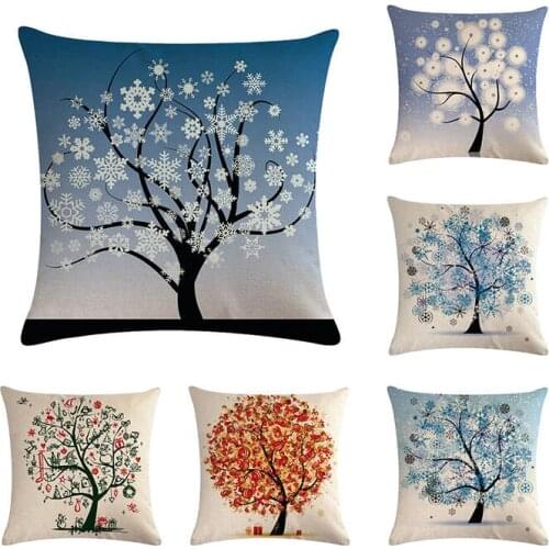 45*45cm Cushion Cover Christmas snowflake tree Linen Throw Pillowcase Merry Christmas Series New Year Gifts Pillow CaseH713