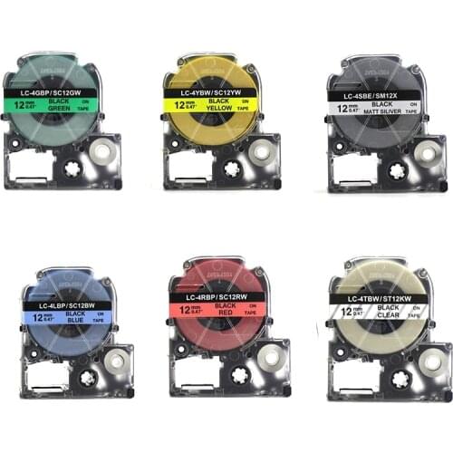 6Pcs ST12KW SS12KW Combo Set 12Mm Cassette Refills for Epson LabelWorks LC-4WBN9 LW-300 LW-500 LW-700 Label Maker