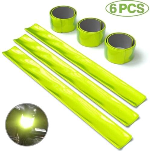 6Pcs Luminous Wrist Bands Reflective Slap Bands Safety Night Running Bracelet Armbands Leggings Warning Belt