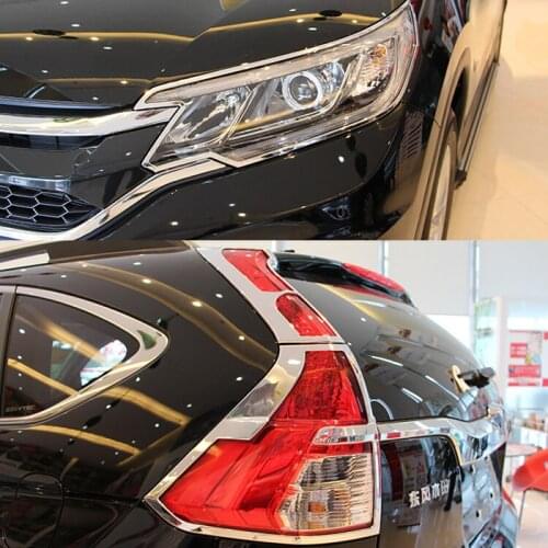 ACCESSORIES FIT FOR HONDA CRV CR-V 2015 2016 CHROME FRONT REAR HEADLIGHT TAIL LIGHT LAMP COVER TRIM MOLDING SURROUND