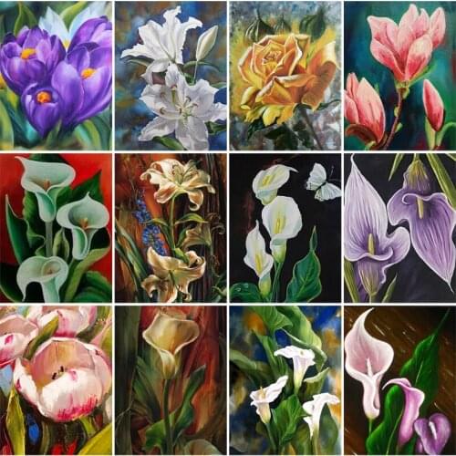 Flower Diamond Painting Embroidery Calla Lily Full Diamond Mosaic Picture Art Wall Diy Living Room Decoration Painting