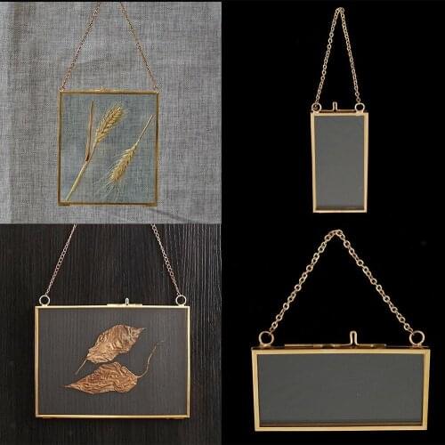 Antique Brass Hanging Photo Frame Metal Glass Portrait Vintage Home Holder Sided Double Bronze Picture Gift Frames Decoatio G7e9