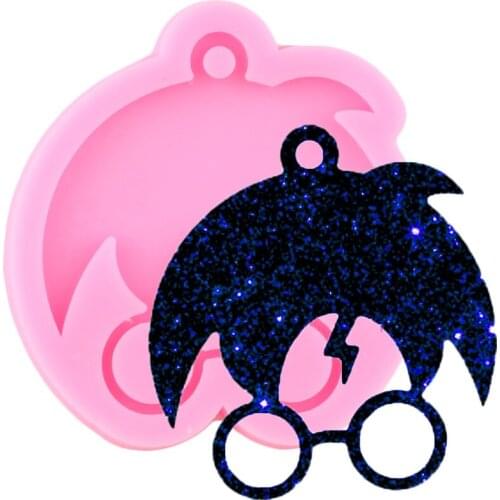 Shiny Anime Magic Boy Keychain Mould Silicone Epoxy Resin Mold Necklace Jewelry Making Pendant Molds Chocolate Fondant Moulds