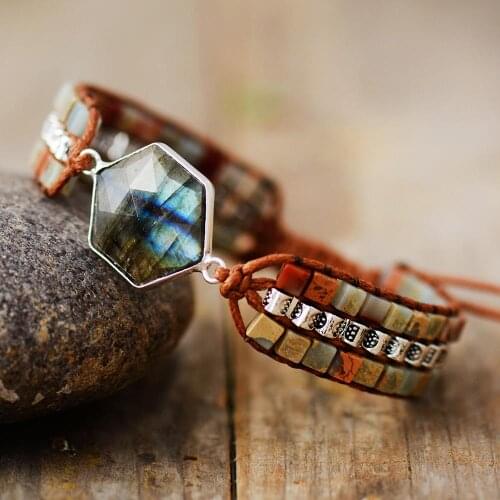 Fantastic Beaded Cuff Bracelets Femme Geometric Jaspers String Braided Adjustable Bracelet Bangle Boho Teengirls Jewelry