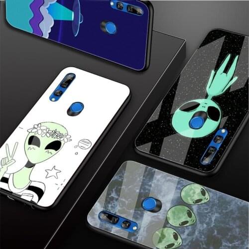 Aliens UFO Tempered Glass Phone Case For Huawei honor 8X 9 10i 20i 20Lite 20Pro 30 Pro Cover Shell