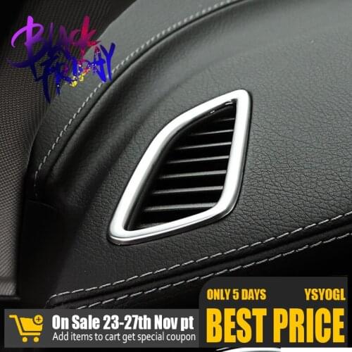 Stainless Steel Car Dashboard Air Conditioning Outlet Frame Decoration Sticker For Mercedes Benz GLC X253 C Class W205 15-17 LHD