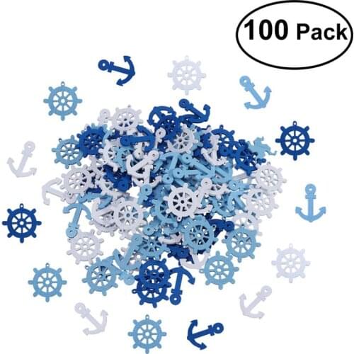 100pcs Anchor and Helm Wooden Pendants Scrapbooking Home Embellishments Decorative Buttons Wooden anchor(Random Color)
