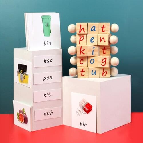 Kids Montessori Toy Alphabet Cube Toy Spin-and-Read Alphabet Letters Building Cube Blocks Children Early Educational Toys