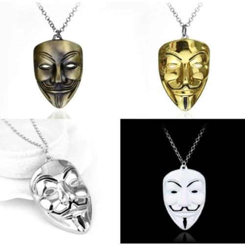 Movie Vendetta Necklace ANONYMOUS Mask Jewelry Exaggerated Hacker Mask Necklaces AVP Alien predator Trendy Jewelry