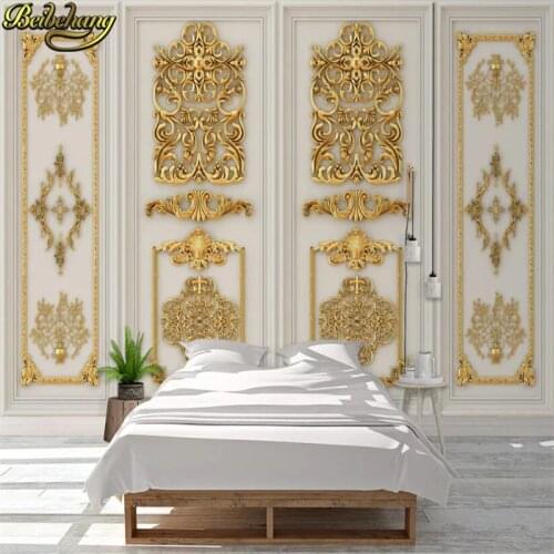 Beibehang Custom photo wallpaper 3D Golden relief carved gypsum line wallpapers TV background wall paper home decoration mural