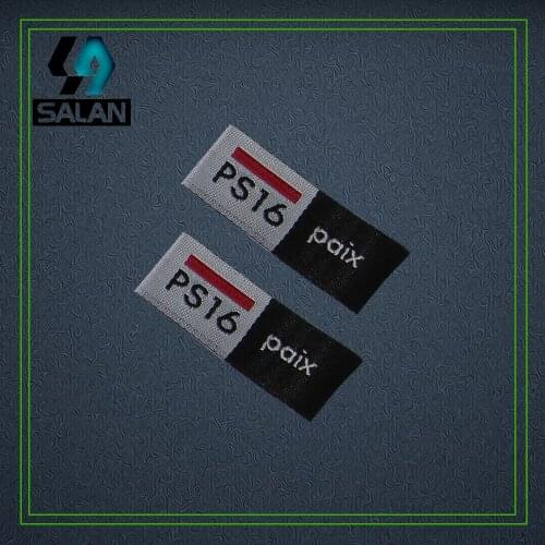Customized cloth main labels , OEM eco-friendly washable damask woven garment labels for your brand name and logos SPO001