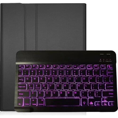 7 Colors Backlight Keyboard for iPad Air 4 10.9 TPU Leather Case with Pencil Slot and Detachable Bluetooth Keyboard