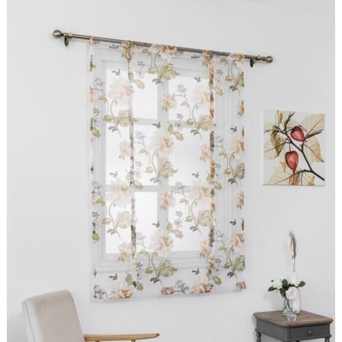 Floral Short Curtains For Living Room Tulle Window Curtains For The Kitchen Sheer Voile Curtain Window Screening Treatment