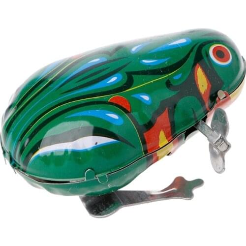Metal Wind-up Jumping Frog Clockwork Tin Toys Children Funny Game Vintage Doll