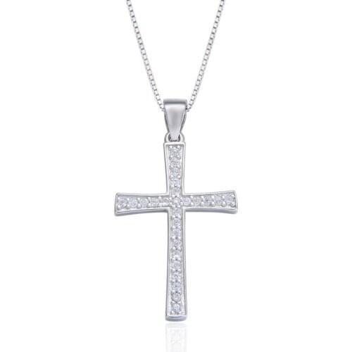 YJAD001667 European and American Fashion Accessories Micro Set Zircon Cross Pendant Men and Women S925 Sterling Silver Jewelry