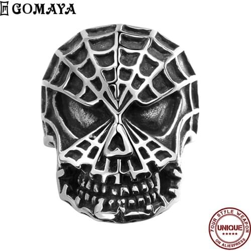GOMAYA Men Punk 316L Stainless Steel Rings Vintage Styl Personality Simple Spider Ring Anniversary Fashion Jewelry Recommend
