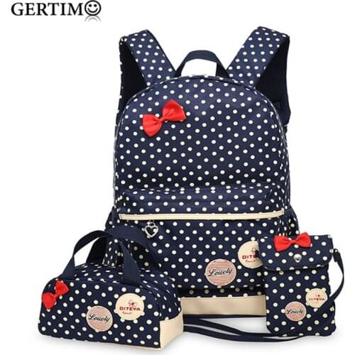 Set of 3 School Backpacks for Teenagers Girls Schoolbag Large Capacity Students Dot Printing Rucksack Bagpack Cute Book Bag 2018