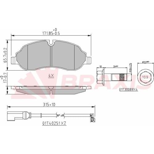FRONT BRAKE BALATASI FORD TRANSIT V363 14/BACK IT WOULD BOTH wheel 1824121