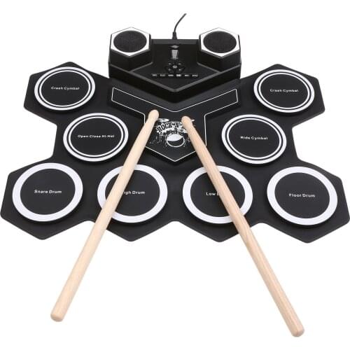 USB Portable Roll Drum Kit Silicone Roll Electronic Drum Roll Drum Sets Foldable Drum Kit for Beginners Practicing