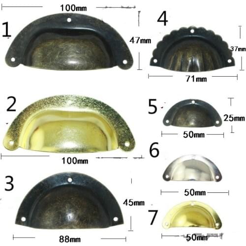 4 Style Antique Furniture Knobs Bronze Drawer Kitchen Pull Retro Cupboard Cabinet Door Handle Flower Pattern Shell Handles Pulls