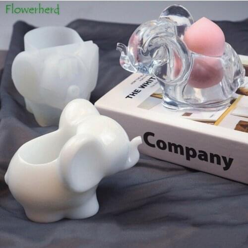 Elephant Silicone Mold DIY Epoxy Mirror 3D Beauty Egg Storage Makeup Egg Storages Resin Molds