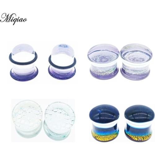 Miqiao 1pcs Glass Ear Plugs and Tunnels Stretchers Ear Gauges Body Piercing Jewelry for Women Men
