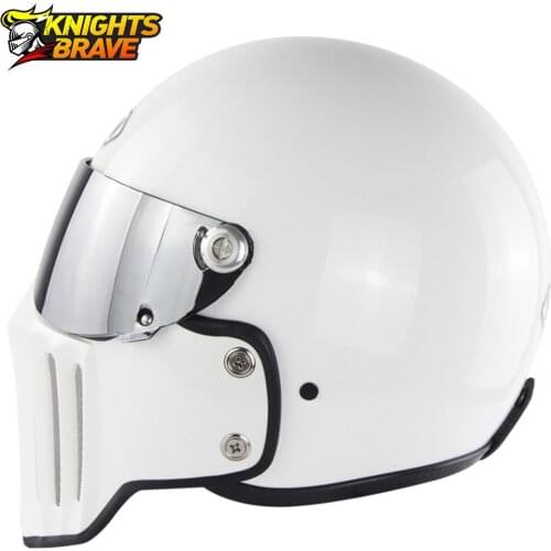 Vintage Motorcycle Helmet Full Face Black Cafe Racer Helmets Knight Chopper Casco Moto Fiberglass Bobber Capacetes DOT Approved