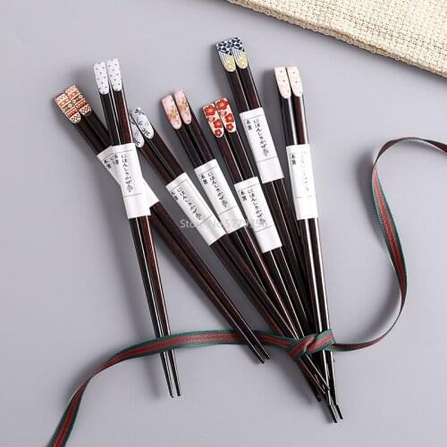 Japanese Style Wooden Chopsticks Creative Printing Chopsticks Household Solid Wood Tableware High-quality Nail Chopsticks