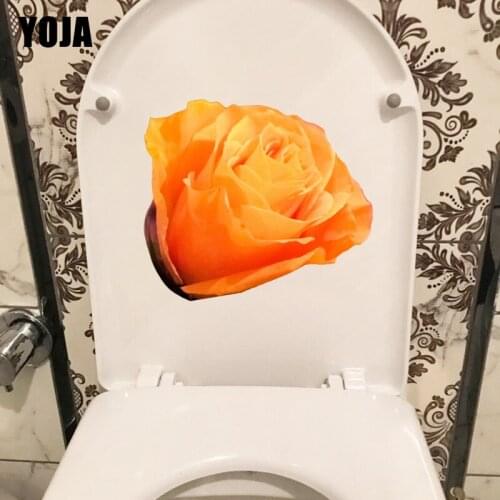YOJA 21.6*18.6CM Yellow Rose In Bloom Fashion Living Room Home Wall Decor Toilet Seat Stickers T1-0765