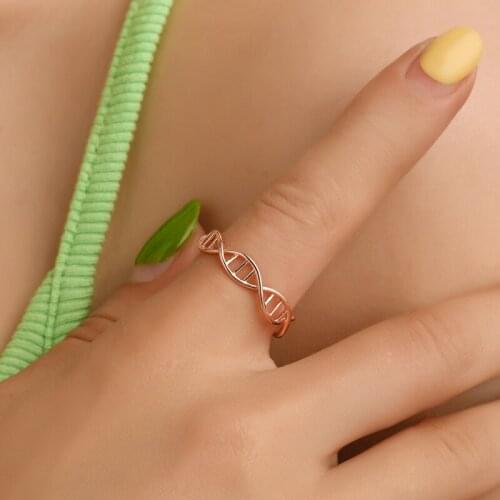 Creative DNA Helix Open Rings For Women Winding Twist Hollow Ring Adjustable Knuckle Rings Fashion Jewelry Dropshipping