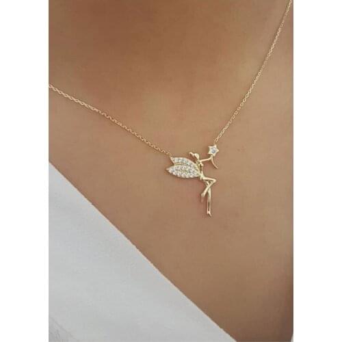 925 sterling Silver Zircon Stone Angel Women Necklace Elegant Design Pleasing Appearance Quality Product Interests Attractive 2021 Trend Style Fashion new Model