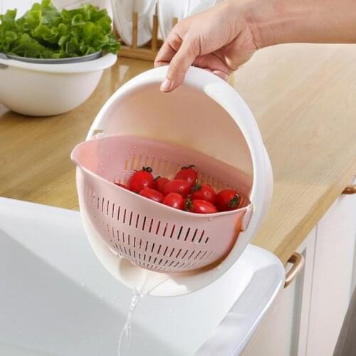 1PCS Double Drain Basket Rice Washing Vegetables Fruit Washing Drain Basket Storage Basket Kitchen Gadget Colanders Strainers