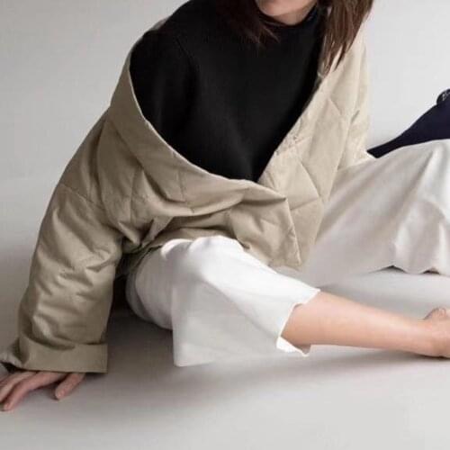 2020 New Diamond Cotton Jacket Short Front and Long Back Long Profile Jacket Women