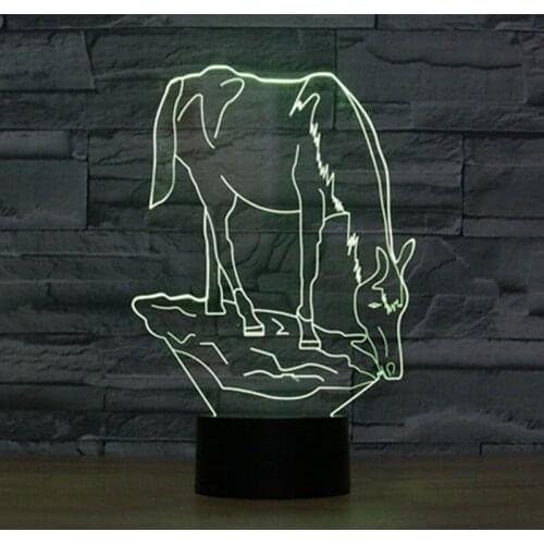 3D LED Night Light Horse Drinking Water with 7 Colors Light for Home Decoration Lamp Amazing Visualization Optical Illusion Awes