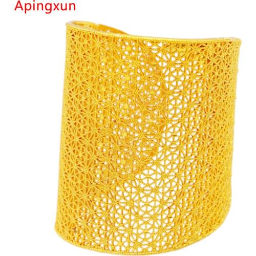 2021 New Dubai Bangle 24K Gold Color Trendy Cuff Bangle/Barcelet For Women Bridal Wedding Jewelry Ethiopian/African Party Gifts