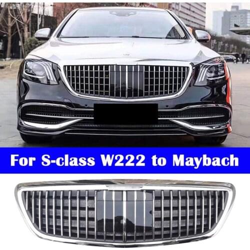 Auto Bumber For Mercedes-Benz S class W222 2014-2019 ABS Front Grill S450 S500 S560 S680 Middle Grille For Maybach Vertical Bar