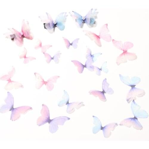 NEW 10PCS Chiffon Butterfly 3-5CM Party Christmas Festival Wedding Decor Dress Needlework Decoration Sewing accessories