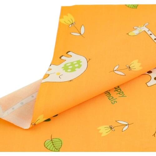 Booksew 100% Cotton Twill Fabric Sewing Cloth Animals Pattern Home Textile Fat Quarter Baby Oranger Patchwork Tecido Doll Craft
