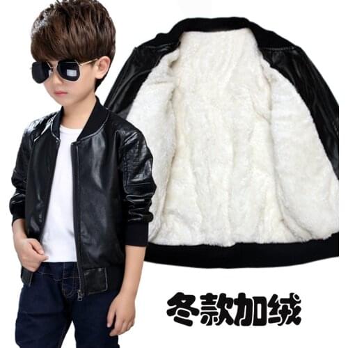 Kids outerwear 2021 Autumn Winter Baby Boys Warm Coat Children Faux Leather Coats Outerwear Boy Clothing 8 10 12 14 Years