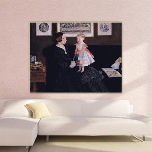 John Everett Millais《Mrs James Wyatt Jr and her Daughter Sarah》Canvas Oil Painting Picture Wall Hanging Decor Home Decoration