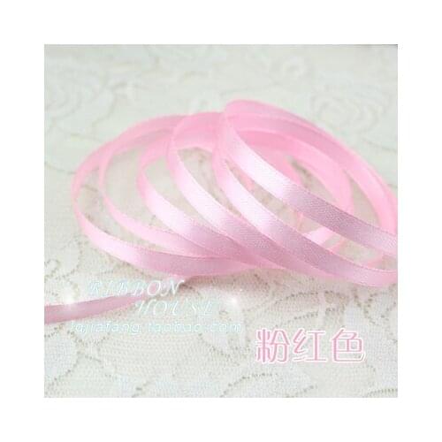 Hot Sale (25 yards/roll ) 1/4"6mm Pink single face satin ribbon webbing decorationgift Christmas ribbons Sewing Fabric Hand DIY