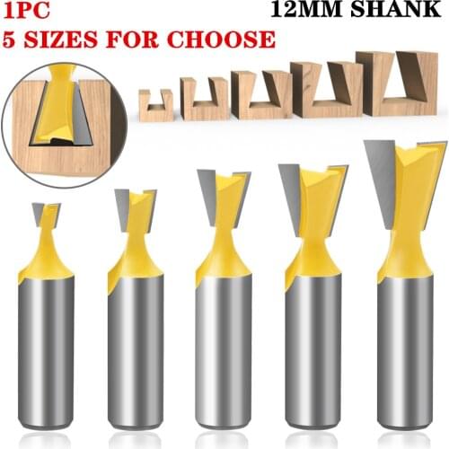 1Pc 12mm Shank Dovetail Milling Cutters C3 Grade Tungsten Router Bits For Wood Carving Woodworking Tools