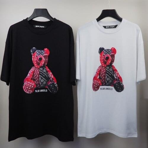 Palm Angels 22SS Letter Logo cartoon little bear men women lovers couple models fashion cotton casual short sleeve t shirt high