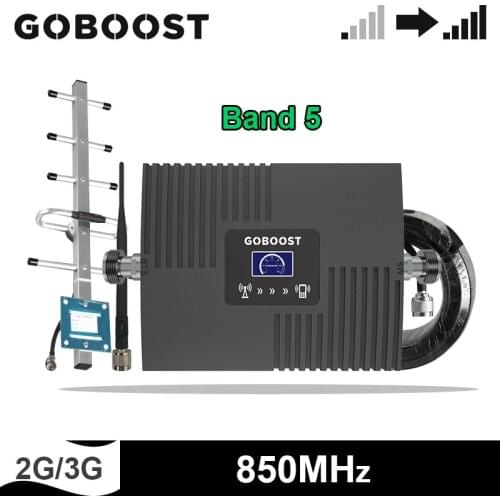 GOBOOST Signal Booster GSM 2G 3G Mobile Phone Amplifier 850MHz Mini Cellular Repeater Internet Repeater Set ( Band 5)