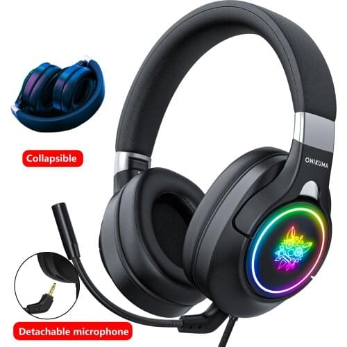 K15 Gaming Headset ,Noise Canceling,RGB Backlit Headphone Foldable, with detachable microphone For PS4/Xbox One/PC /Laptop